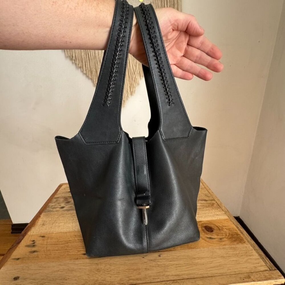 Black Leather Tote Bag